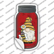 Gnome With Bee Red Novelty Mason Jar Sticker Decal