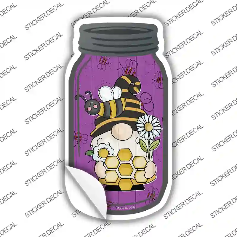 Gnome With Honeycomb Novelty Mason Jar Sticker Decal