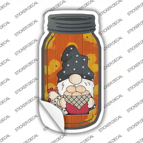 Gnome With Eggs Orange Novelty Mason Jar Sticker Decal