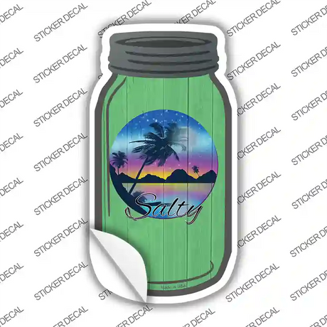 Salty Sunset Green Novelty Mason Jar Sticker Decal