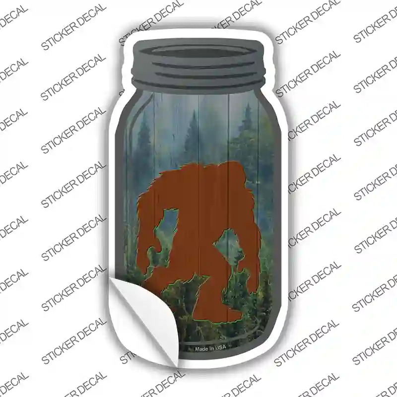 Bigfoot Shadow Hunched Novelty Mason Jar Sticker Decal