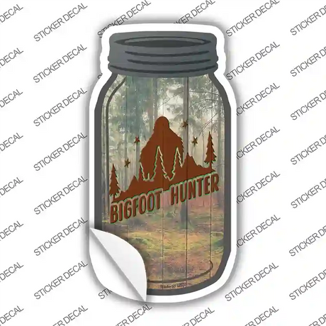 Bigfoot Hunter Woods Novelty Mason Jar Sticker Decal