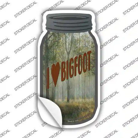 I Heart Bigfoot Novelty Mason Jar Sticker Decal