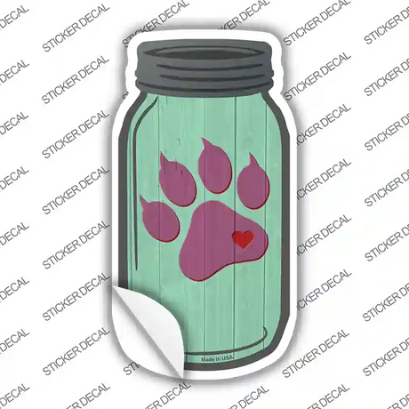 Paw Print Mint Novelty Mason Jar Sticker Decal