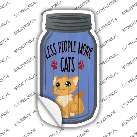 Less People More Cats Blue Novelty Mason Jar Sticker Decal