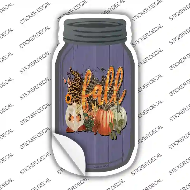 Gnome Fall Purple Novelty Mason Jar Sticker Decal