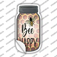 Bee Happy Honeycomb Novelty Mason Jar Sticker Decal