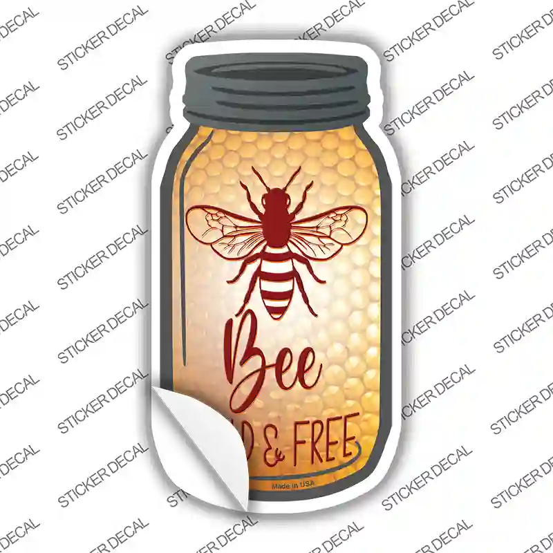 Bee Wild And Free Novelty Mason Jar Sticker Decal