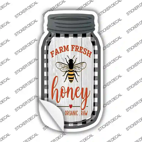 Farm Fresh Honey Black Plaid Novelty Mason Jar Sticker Decal