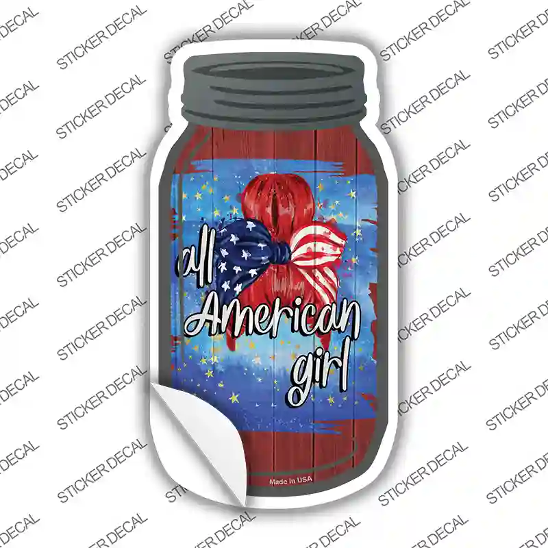 All American Girl Buns Red Novelty Mason Jar Sticker Decal