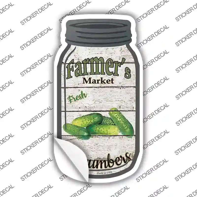 Cucumbers Farmers Market Novelty Mason Jar Sticker Decal
