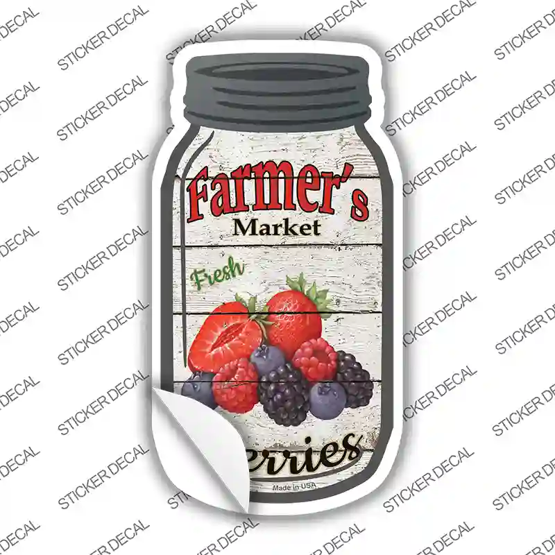 Berries Farmers Market Novelty Mason Jar Sticker Decal