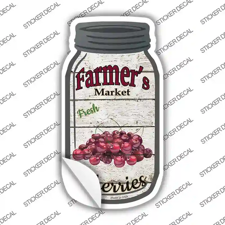 Cherries Farmers Market Novelty Mason Jar Sticker Decal
