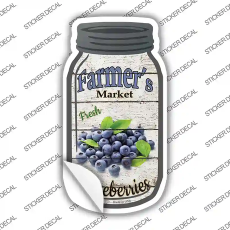 Blueberries Farmers Market Novelty Mason Jar Sticker Decal
