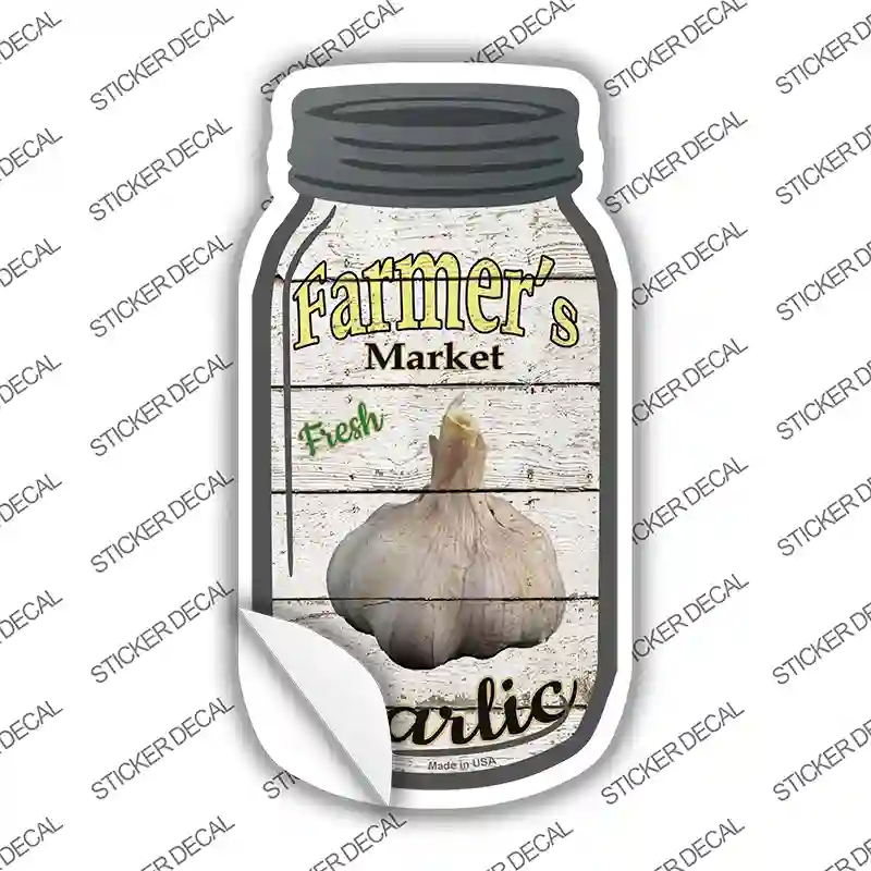 Garlic Farmers Market Novelty Mason Jar Sticker Decal