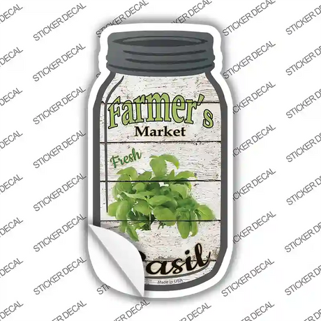 Basil Farmers Market Novelty Mason Jar Sticker Decal