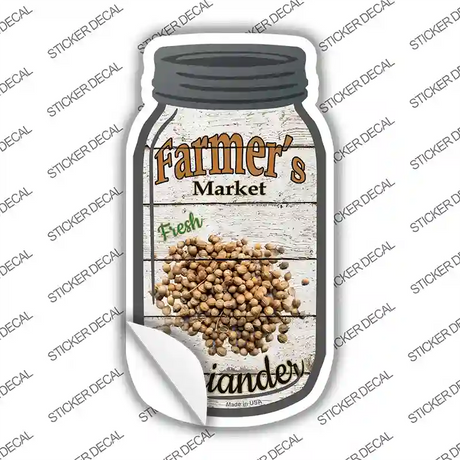 Coriander Farmers Market Novelty Mason Jar Sticker Decal
