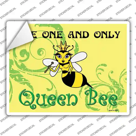 Queen Bee Horizontal Green Novelty Rectangle Sticker Decal