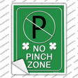 No Pinch Zone Green Novelty Rectangle Sticker Decal