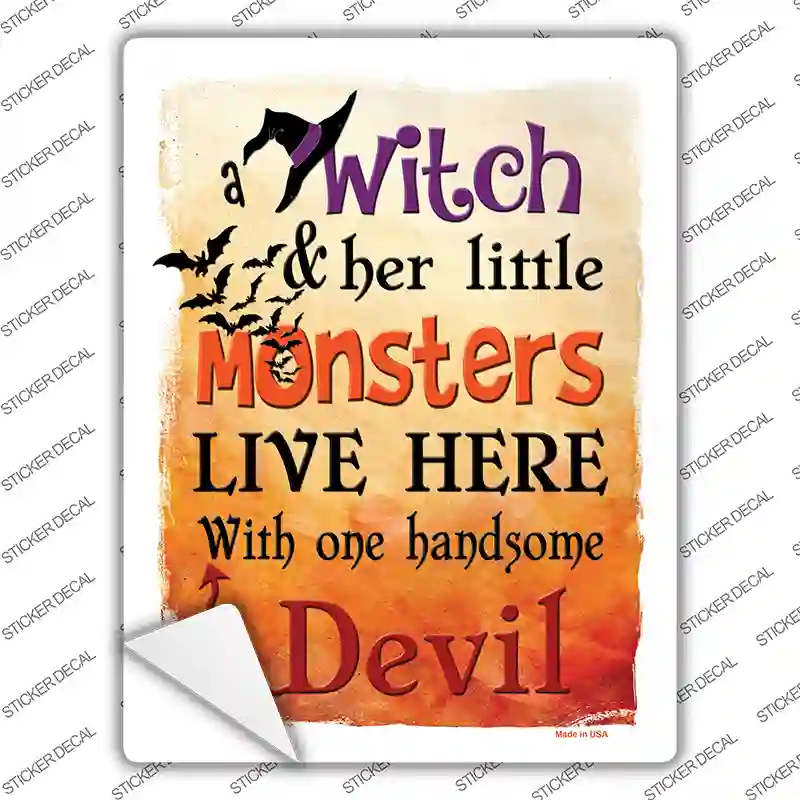 Witch Monsters Devil Novelty Rectangle Sticker Decal