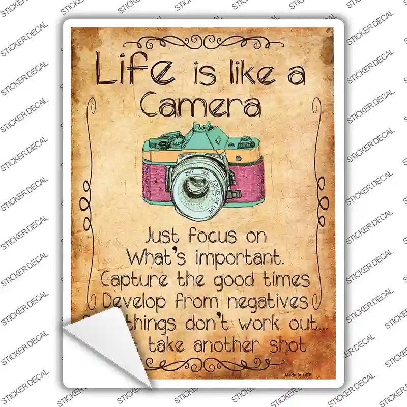 Life Is Like A Camera Novelty Rectangle Sticker Decal