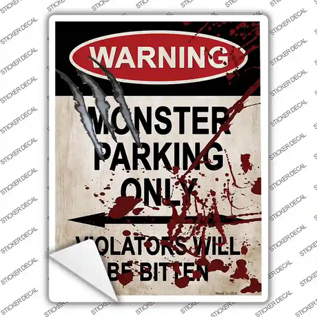 Monster Parking Novelty Rectangle Sticker Decal