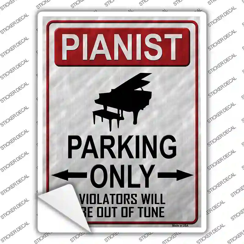 Pianist Parking Novelty Rectangle Sticker Decal