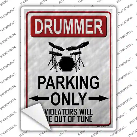 Drummer Parking Novelty Rectangle Sticker Decal