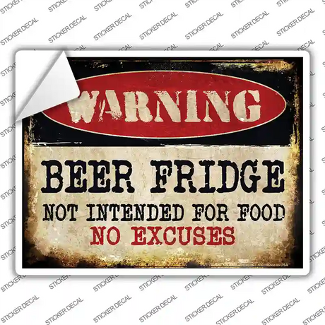 Beer Fridge Novelty Rectangle Sticker Decal
