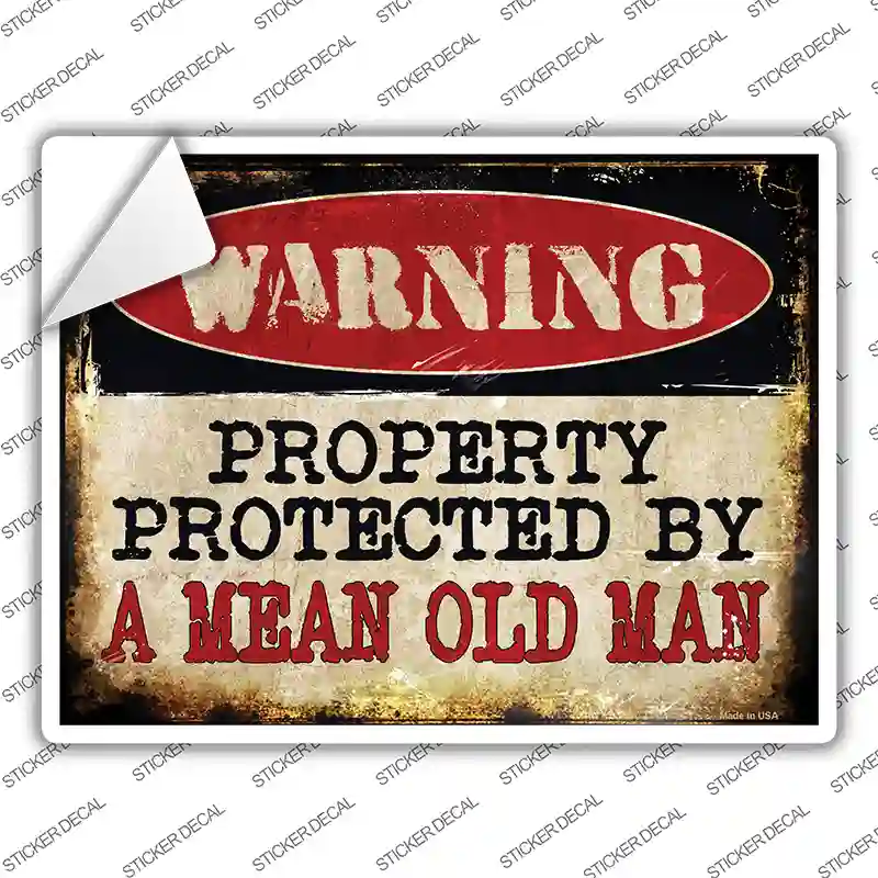A Mean Old Man Novelty Rectangle Sticker Decal