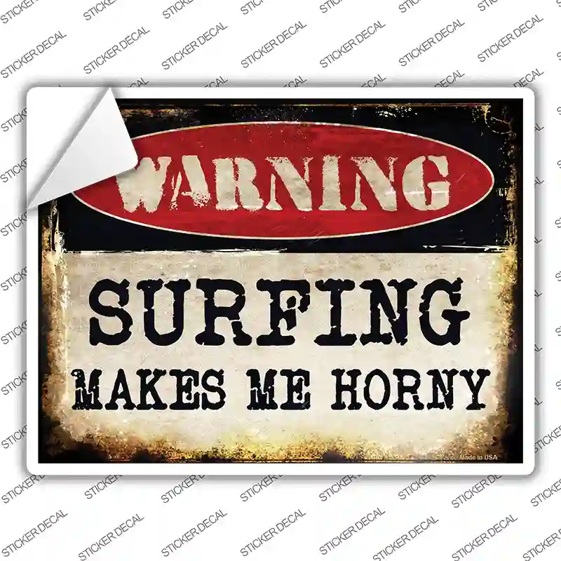 Surfing Novelty Rectangle Sticker Decal