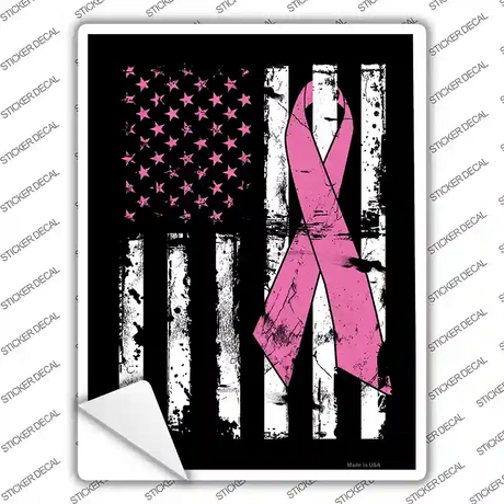Vintage American Pink Ribbon Novelty Rectangle Sticker Decal
