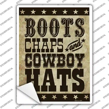 Boots Chaps Cowboy Hats Novelty Rectangle Sticker Decal