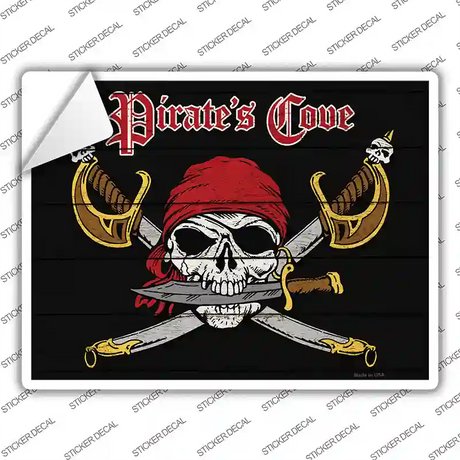 Pirates Cove Skull Novelty Rectangle Sticker Decal