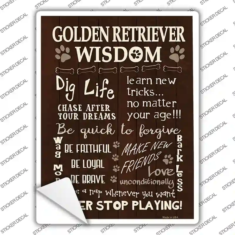 Golden Retriever Wisdom Novelty Rectangle Sticker Decal