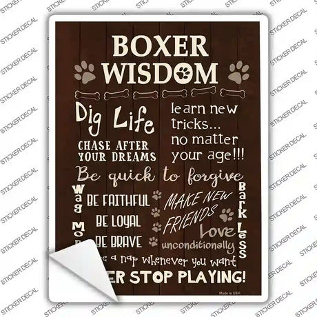 Boxer Wisdom Novelty Rectangle Sticker Decal