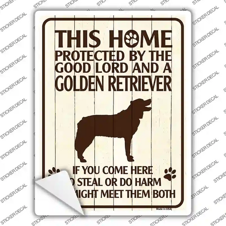 Golden Retriever Protected Novelty Rectangle Sticker Decal