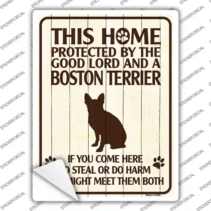 Boston Terrier Protected Novelty Rectangle Sticker Decal