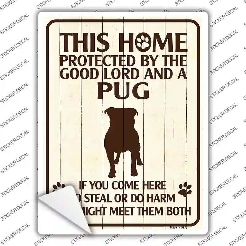 Pug Protected Novelty Rectangle Sticker Decal