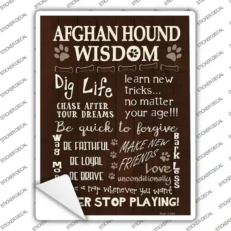 Afghan Hound Wisdom Novelty Rectangle Sticker Decal