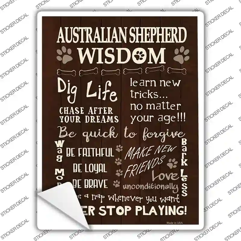 Australian Shepherd Hound Wisdom Novelty Rectangle Sticker Decal