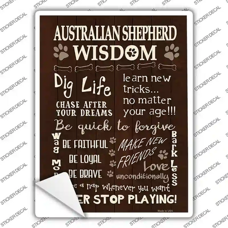 Australian Shepherd Hound Wisdom Novelty Rectangle Sticker Decal