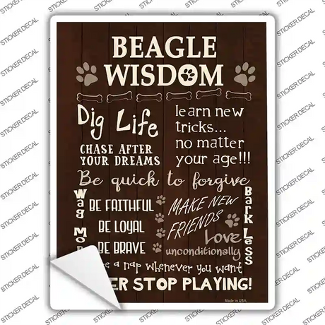 Beagle Wisdom Novelty Rectangle Sticker Decal