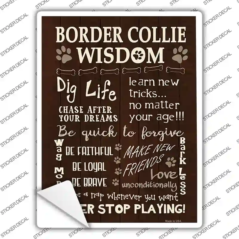 Border Collie Wisdom Novelty Rectangle Sticker Decal