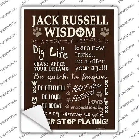 Jack Russell Wisdom Novelty Rectangle Sticker Decal