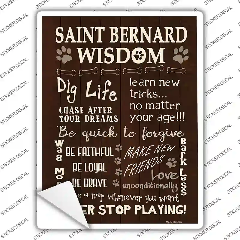 Saint Bernard Wisdom Novelty Rectangle Sticker Decal