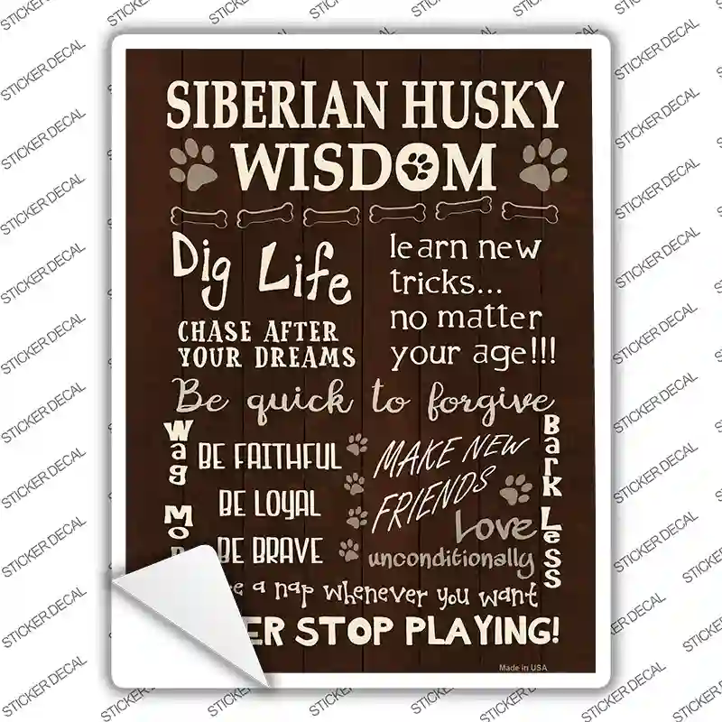 Siberian Husky Wisdom Novelty Rectangle Sticker Decal