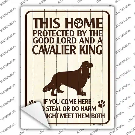 Protected By A Cavalier King Novelty Rectangle Sticker Decal