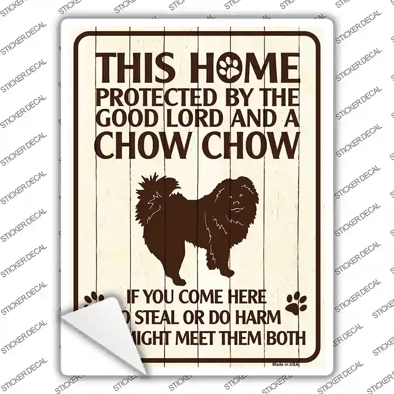 Protected By A Chow Chow Novelty Rectangle Sticker Decal