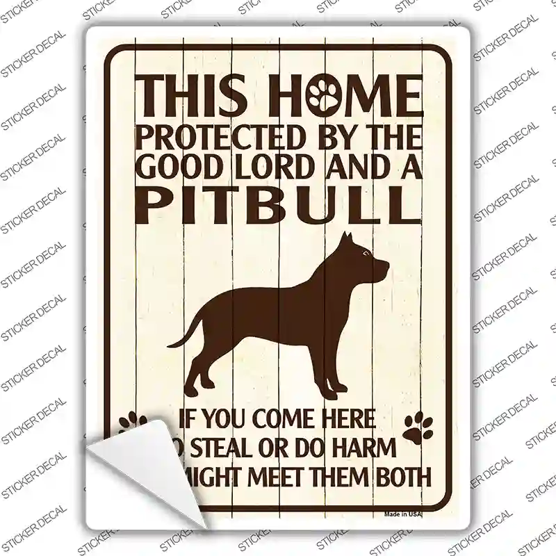 Protected By A Pitbull Novelty Rectangle Sticker Decal